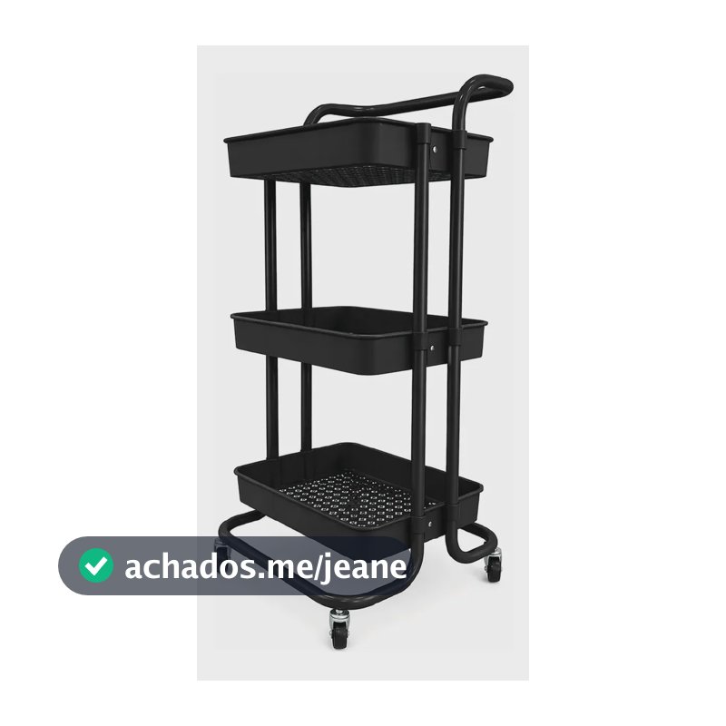 Fruteira de Chão 3 Cestos 79cm de altura com Rodinhas para Cozinha Cor Preto - Easy Decor