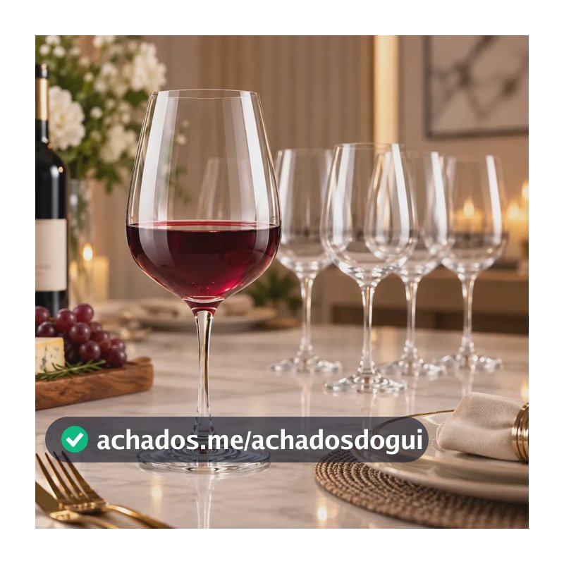 Jogo 6 Taças Vinho Tinto Titanium Premium 615ml Luxo Vidro Cristal