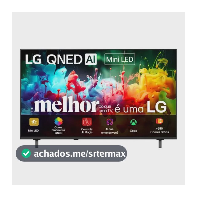 Smart TV 4K 65" LG QNED Mini LED AI QNED70 2026 Processador α7 Ger9 HDR10 Xbox Bluetooth Wi-Fi AI Search Google Gemini webOS 26 - 65QNED70BSA