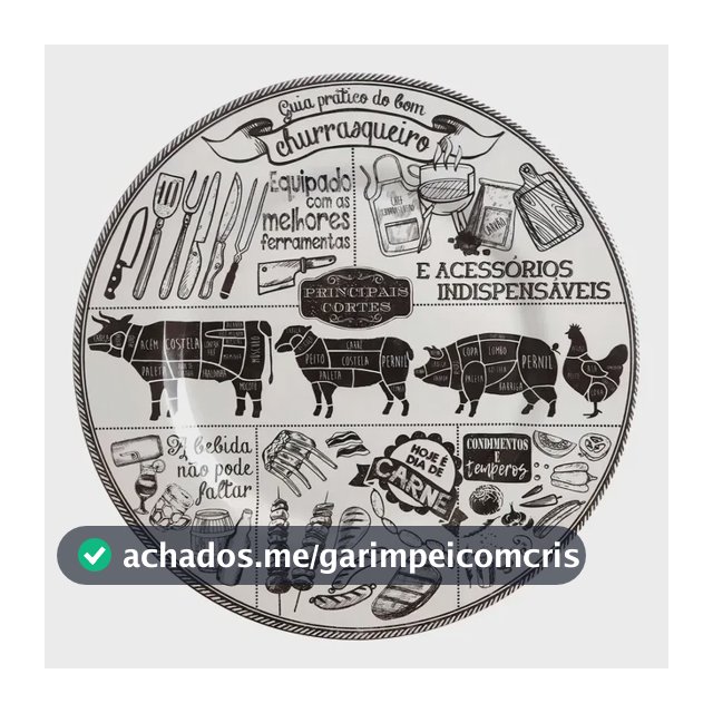 Conjunto de Pratos Rasos Churrasco 6 unidades - Alleanza