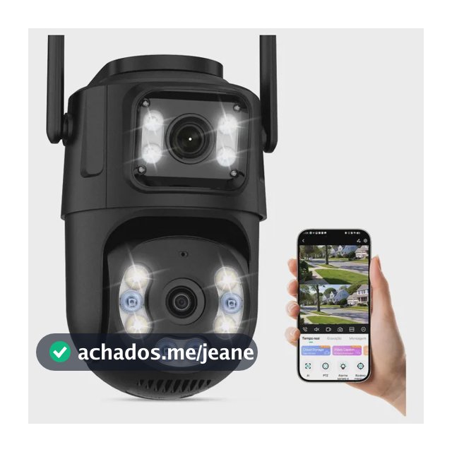 Câmera De Seguranca Externa Ip Wi-fi Lente Dupla App Icsee Preto