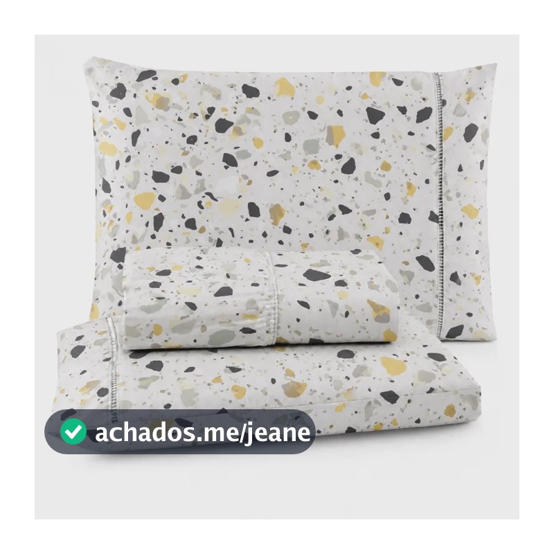Jogo De Lençol Queen 3 Peças 400 Fios C/ Elástico Hotel Formas Branco E Amarelo