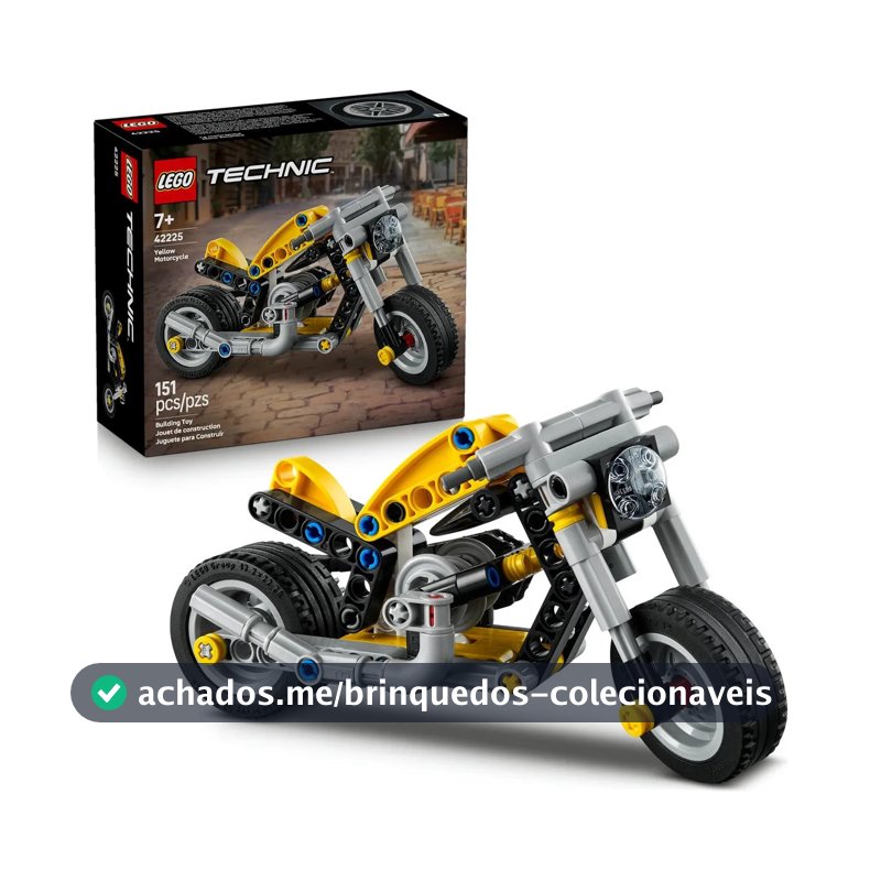 LEGO Technic Motocicleta Amarela; Conjunto de Construção 42225