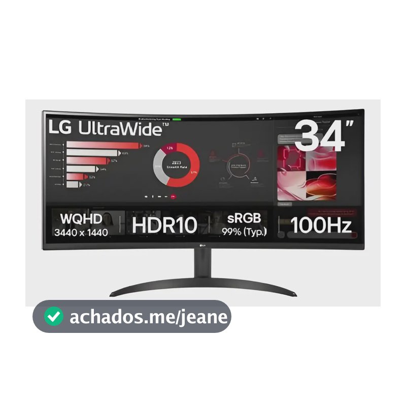 Monitor LG Ultrawidetm Curvo 34 Quadhd 100hz 34wr50qk-b Preto 127/220v