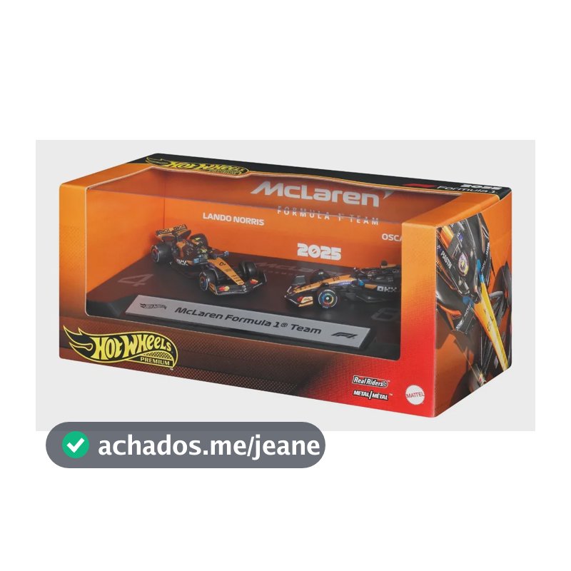 Hot Wheels Premium Fórmula 1 2-Pack Escala 1:64 de Carros, Equipe McLaren Fórmula 1 com Piastri e Norris
