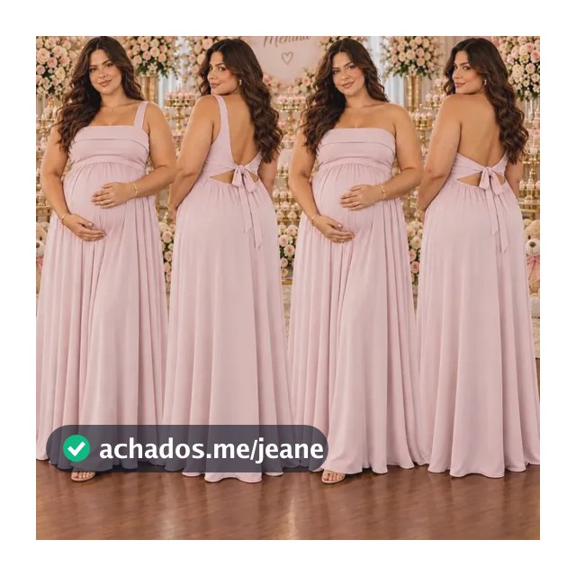 Vestido Gestante Plus Size Longo Amamentação Chá Festa Elega Rose Lisa G1 G2 G3