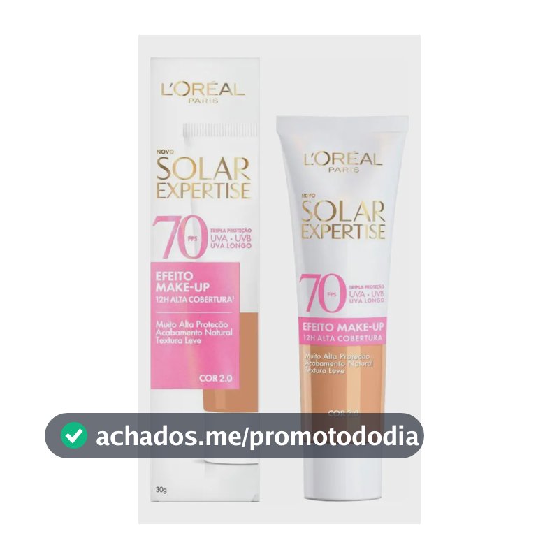 L'oréal Paris Solar Expertise Efeito Make Up 4.0 - Protetor Solar Facial Com Cor Fps 70 Alta Cobertura 30g