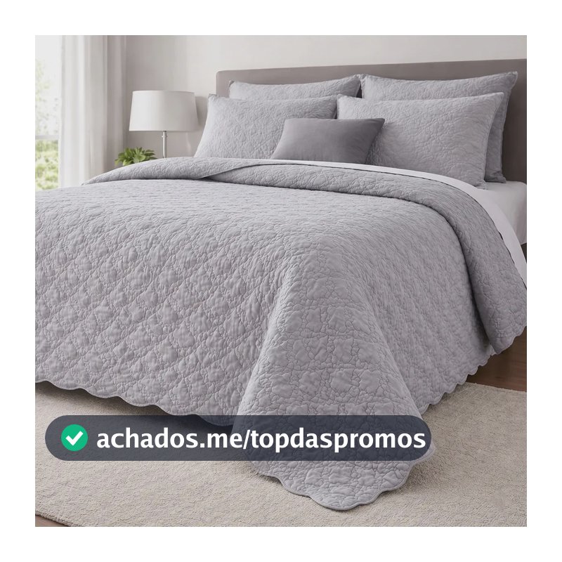 Cobre Leito Queen Matelado Dupla Face Leve Confortável Macio Cinza Matelado