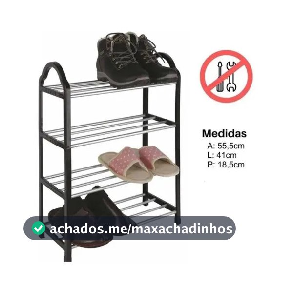 Sapateira Prateleira De Sapatos Multiuso Estante Organizador Cor Preto
