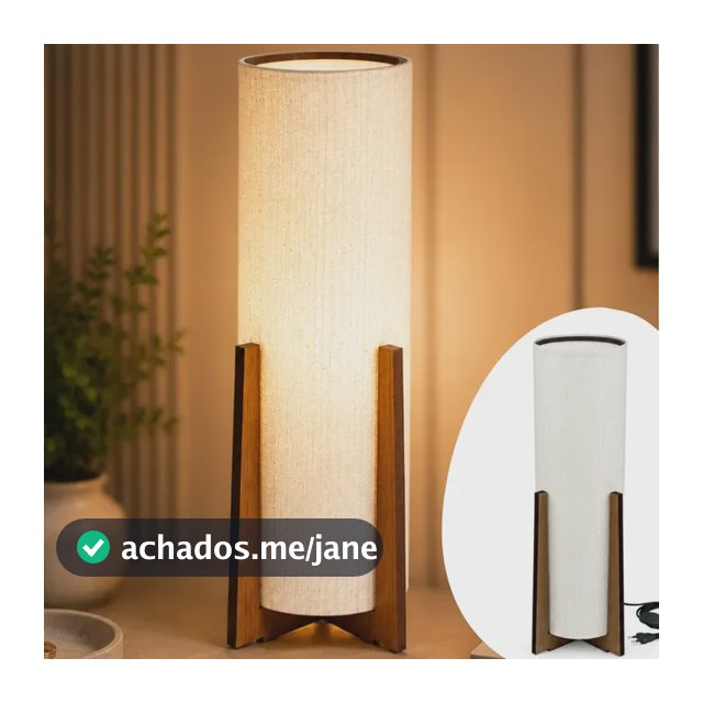 Luminária Abajur Atlas Chão Quarto  De Madeira Mdf Imbuia Cru Imbúia