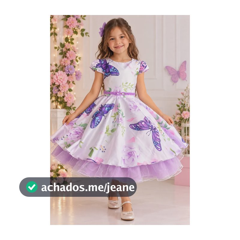 Vestido De Festa Infantil Luxo Jardim Encantado Borboletas Lilás Florido 12