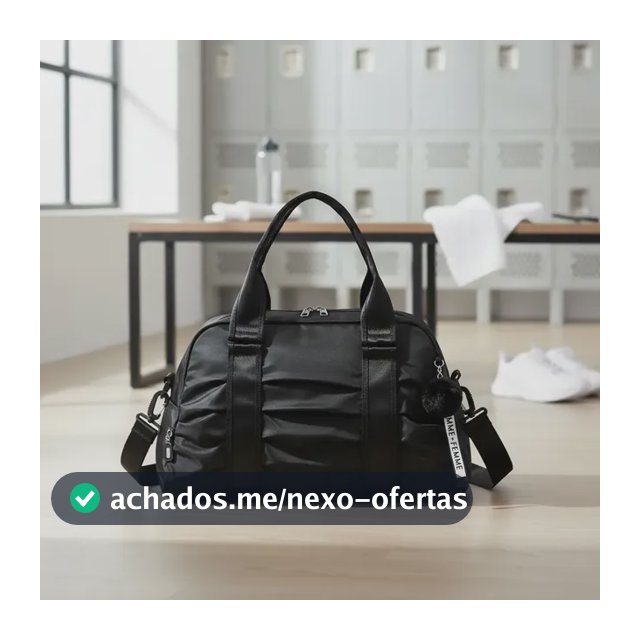 Bolsa Feminina Esportiva Transversal Blogueira Fitness Para Academia Com Chaveiro Pompom Cor Preta