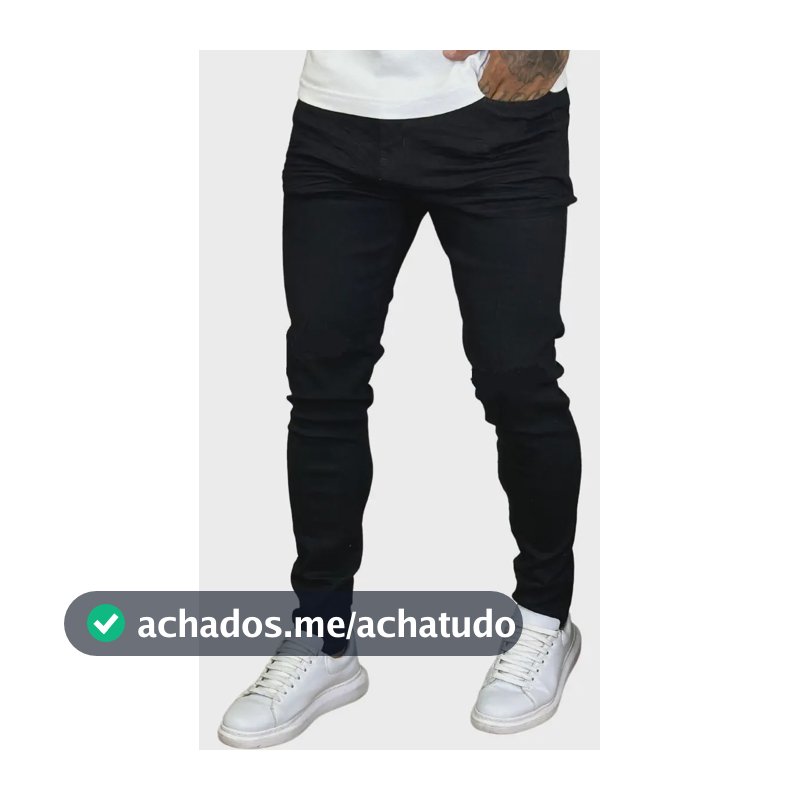Calça Skinny Preta Masculina Jeans Com Elastano Lycra Preto 36