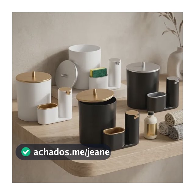 Kit Lixeira Cozinha 5l E Dispenser Porta Detergente Luxo