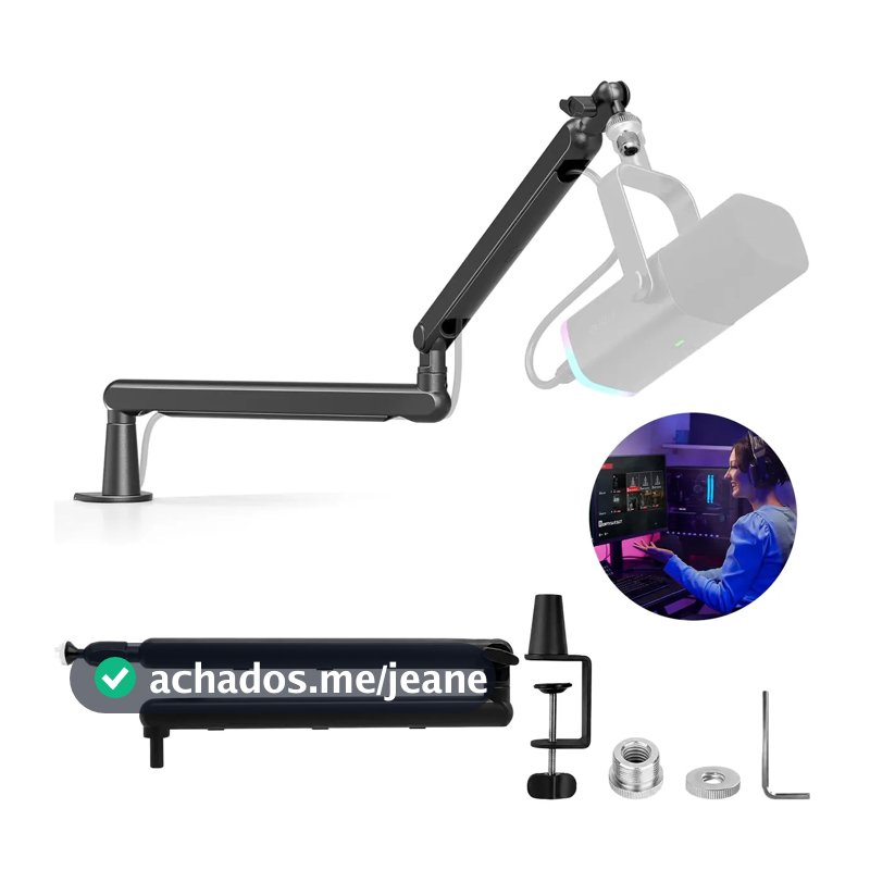 Braço Suporte Articulado Para Microfone Mesa. Suporte Articulado De Mesa Preto, Ideal Para Podcast, Live, Estúdio E Gravação Braço Articular Resistente Com Ajuste De Altura E Ângulo Profissional