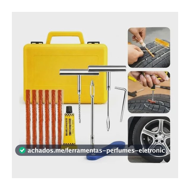 Kit Reparo Pneu Carro Moto Remendo Macarrão Com Maleta 12pcs