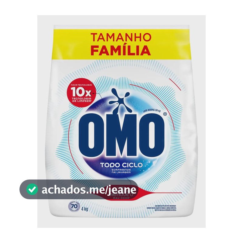 Lava-Roupas Pó Omo Todo Ciclo Pacote 4kg Tamanho Família