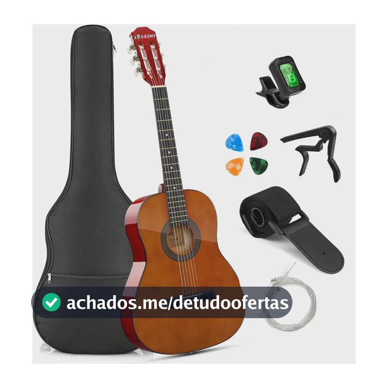 Violao Acustico Vedo 36in Para Iniciantes E Adolescentes Violão Iniciante Nylon Violão Clássico 3/4-Marrom