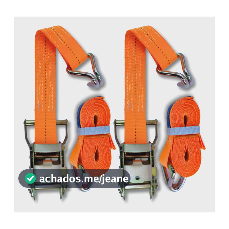 2x Kit Cinta Catraca 1,5ton Amarração Carga Caminhão Carreta Laranja