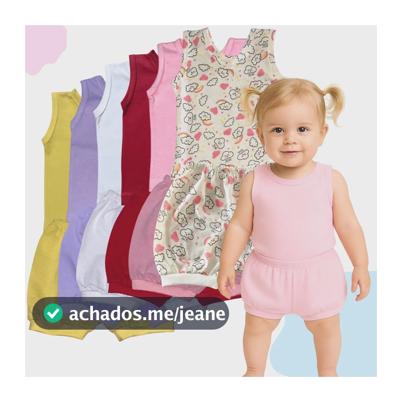 Kit Verão Bebê 12 Pçs  Conjunto Regata E Short Tapa Fralda