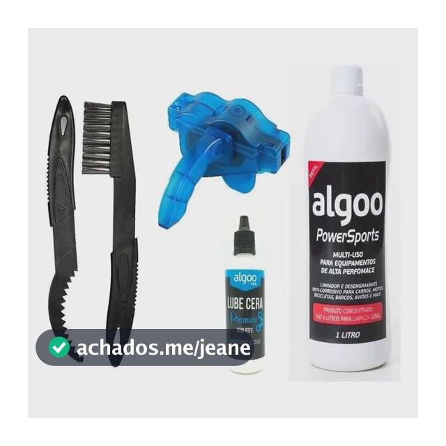 Kit Limpeza Bike Desengraxante 1l + Escovas + Óleo Algoo Preto