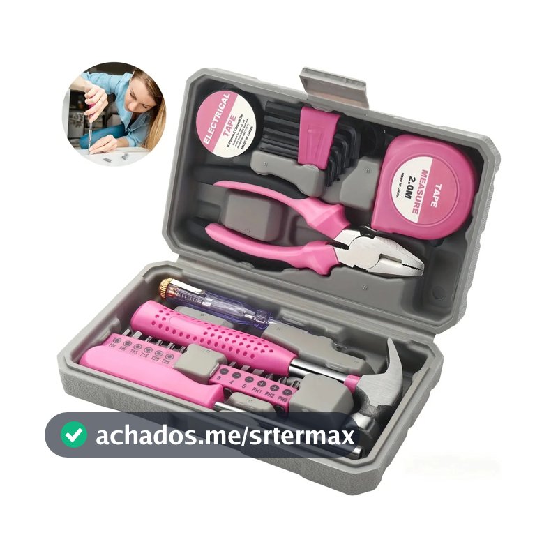 Kit Ferramentas Rosa Feminino 24 Peças Maleta Completa Rosa