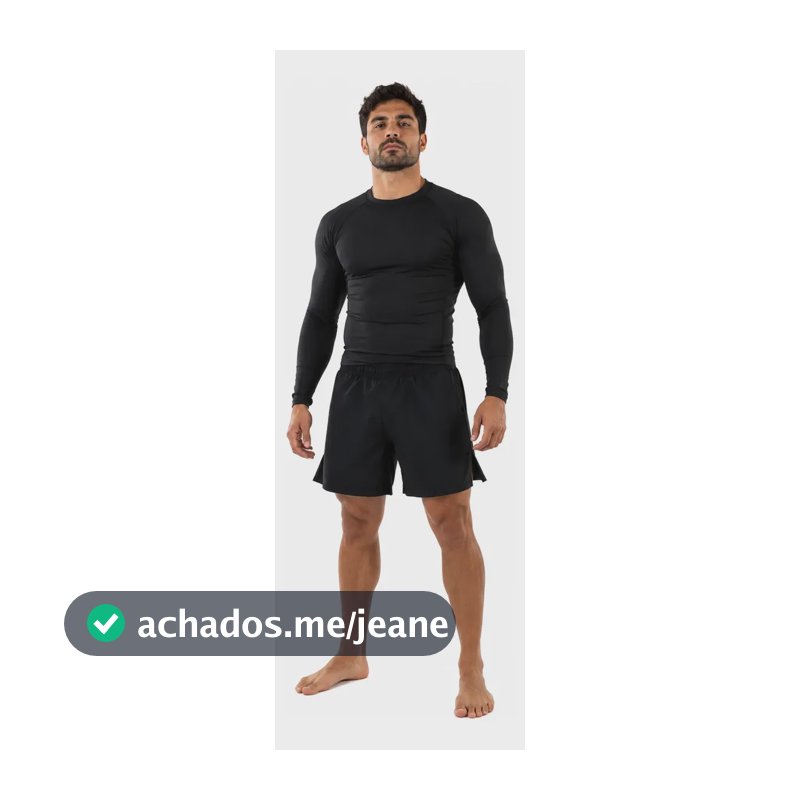 Bermuda Jiu Jitsu Nogi Competidor Masculina Inspira Sports All Black Elastano M