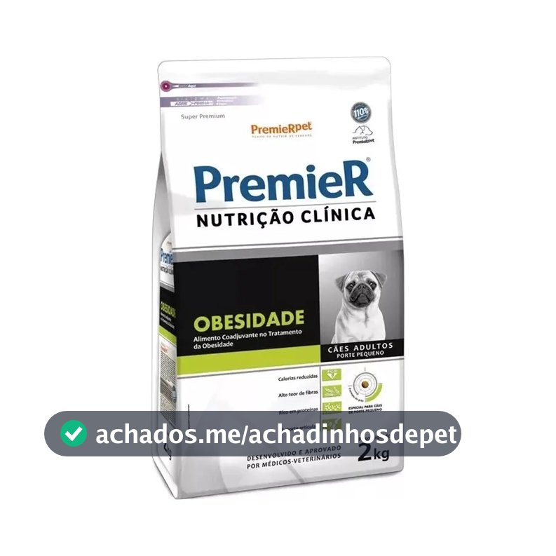 Ração Premier Nutrição Clínica Obesidade Cães Pequeno Porte Adultos 2 kg