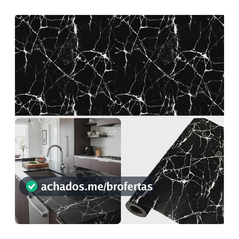 Papel Parede Adesivo Mármore Preto Lavável Envelopar Móveis Mármore Preto