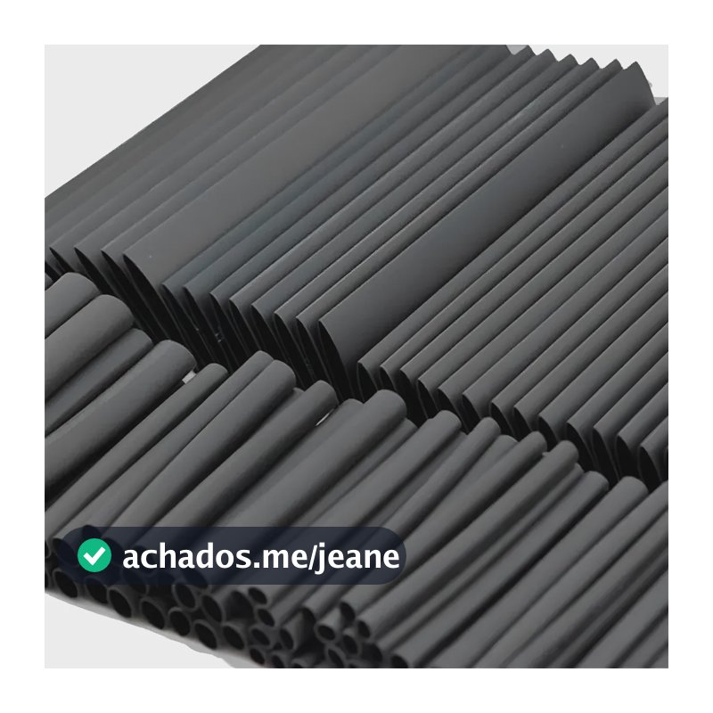 Kit Tubo Espaguete Termo Retrátil 328 Unidades Cor Preto