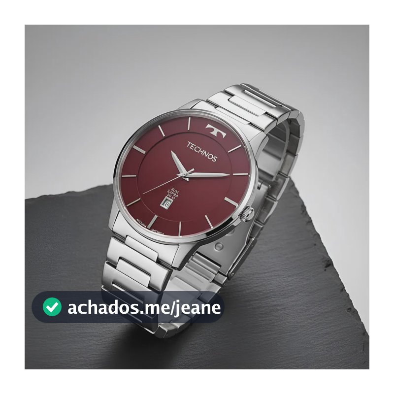Relógio Technos Masculino Slim Prata - Gm10yq/1n Vermelho