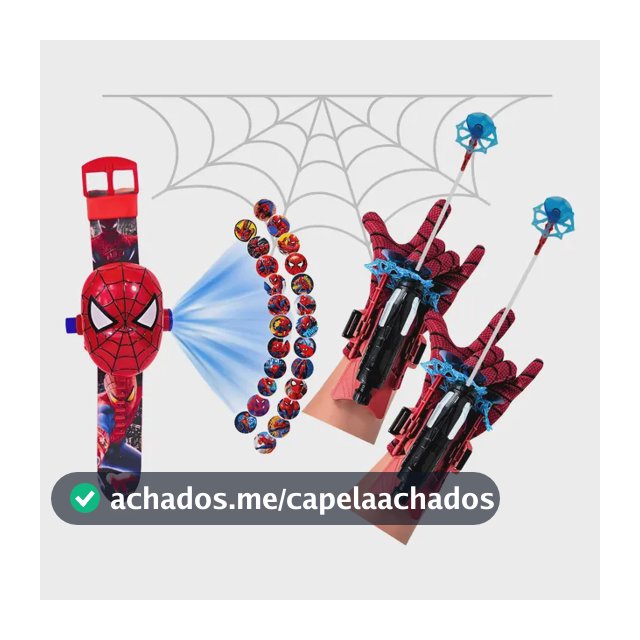 Kit Homem Aranha Relógio Projetor + 1 Luva Lança Teia Dardos