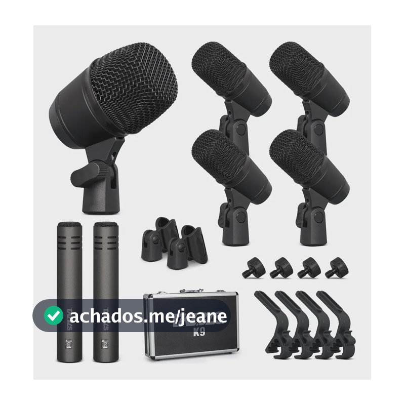 Kit Microfone Para Bateria 7 Pegas Maletatklbls K9 Cor Preto Preto