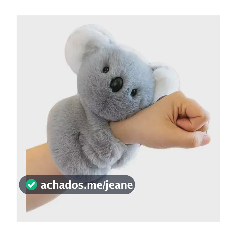 Pulseira Slap Coala De Pelúcia Infantil Presente Cinza Macia Cinza