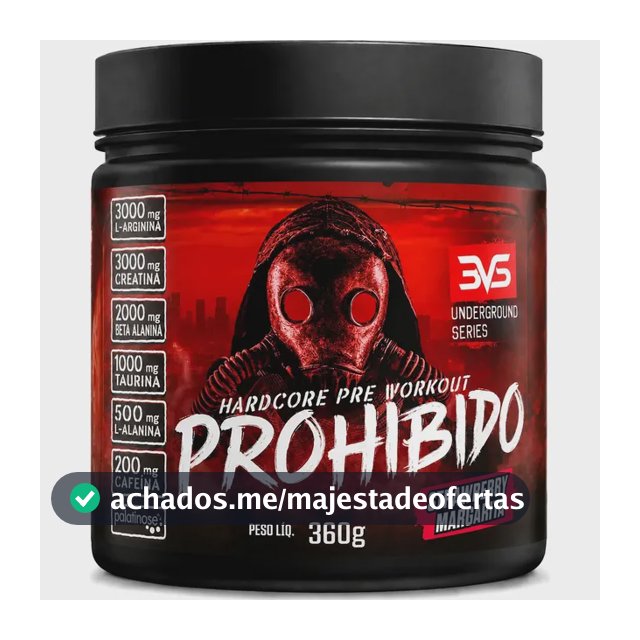 Prohibido Pré Treino 360g - Sabor: Strawberry Margarita (morango) - A Combinação Perfeita De 8 Ingredientes Que Proporcionam Energia Do Início Ao Fim Do Seu Treino