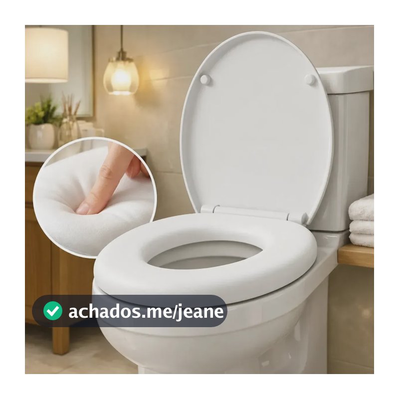 Assento Sanitário Pítia Almofadado Oval Branco Com Tampa Para Conforto