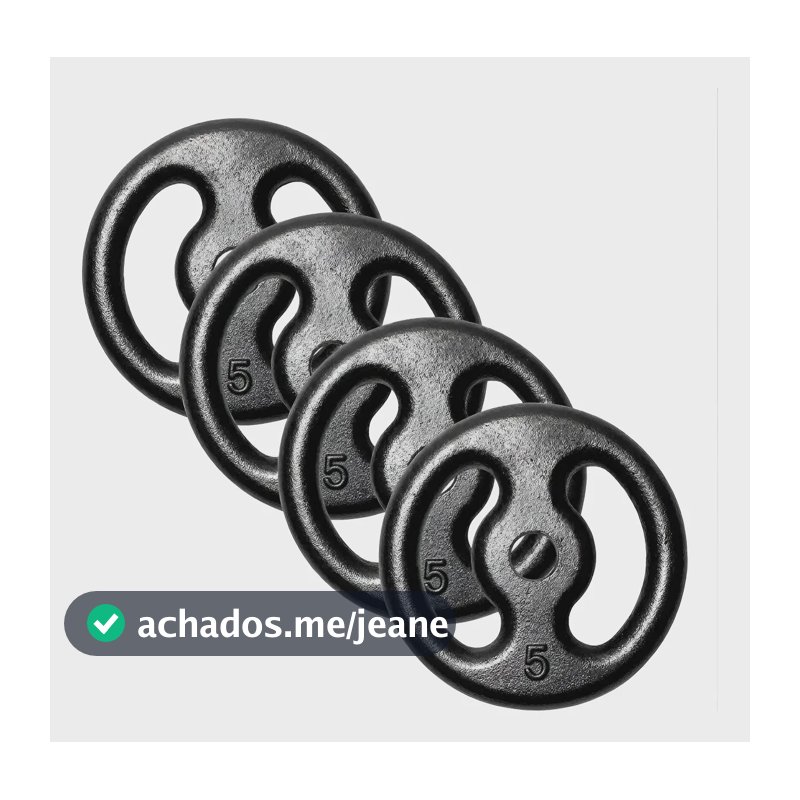 Kit 4 Anilhas 5kg Pintadas Ferro Fundido Musculação Academia Preto