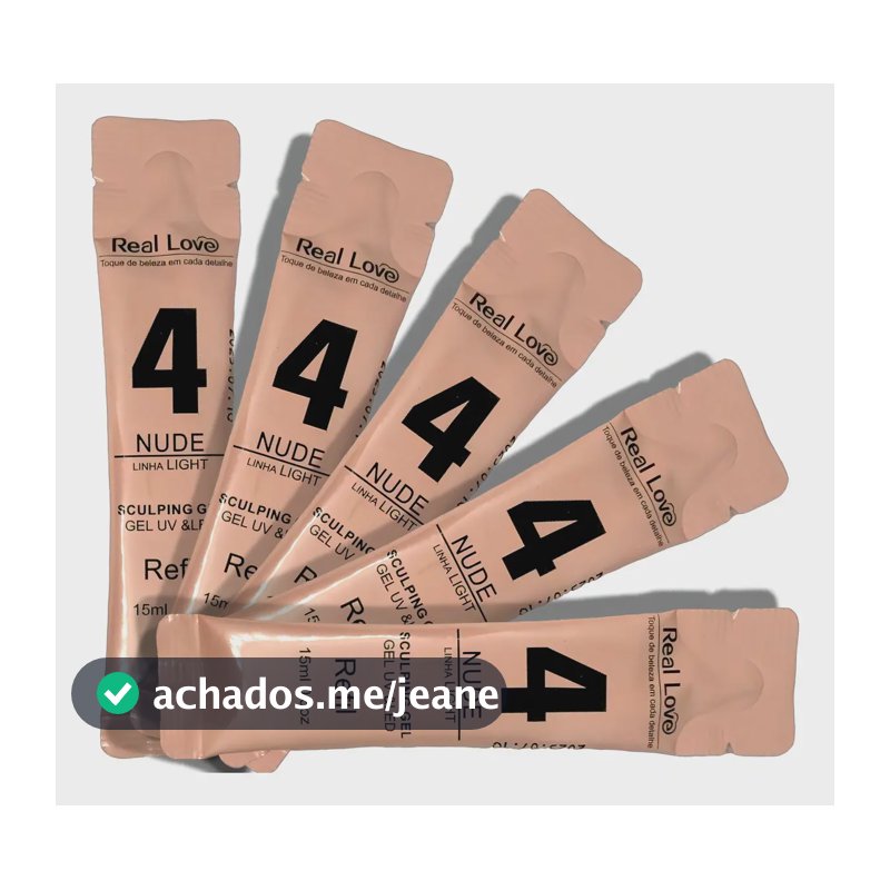 Kit 5 Sachês Gel Unhas Nude UV/LED 15ml Real Love Light