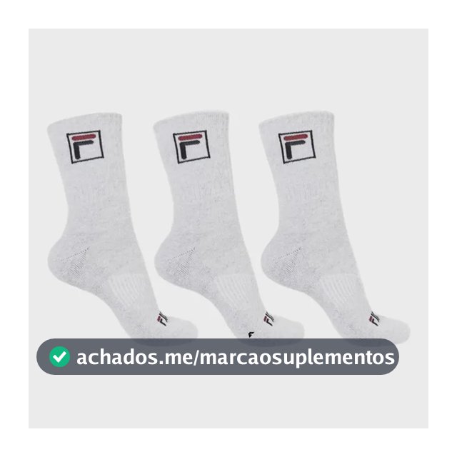 Kit Tripack Meia Fila Cano Alto Fbox Masculina Branca Meias Brancas Logo 39-43