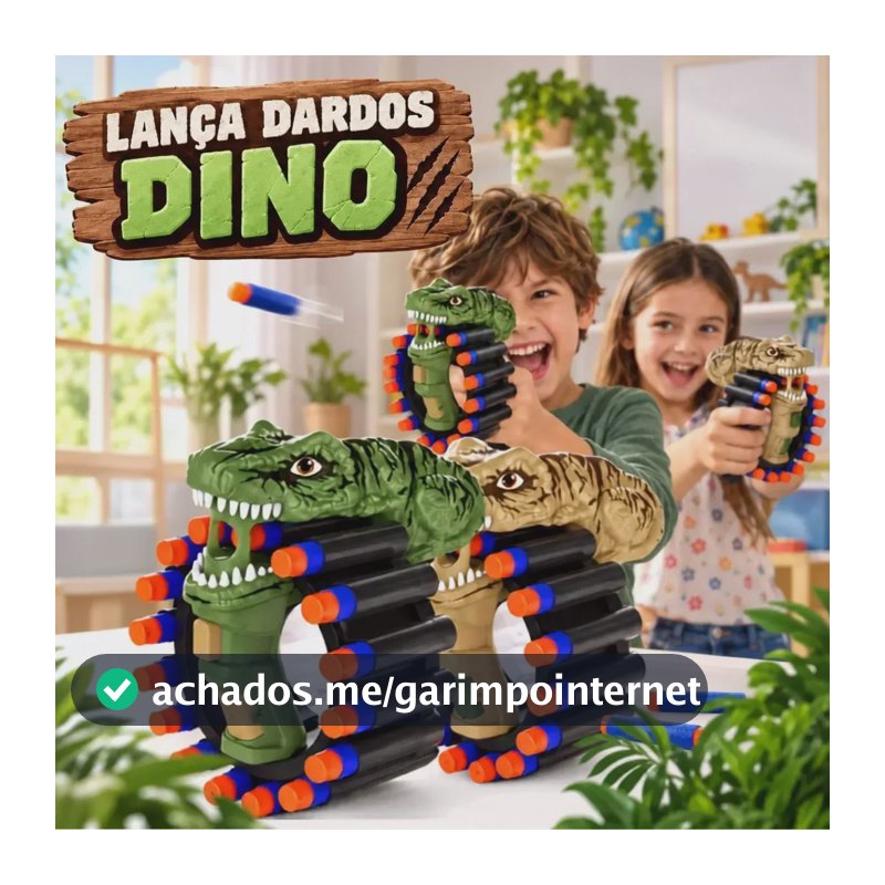 Pistola Lança Dardos Dinossauro Arminha Brinquedo Espuma Verde