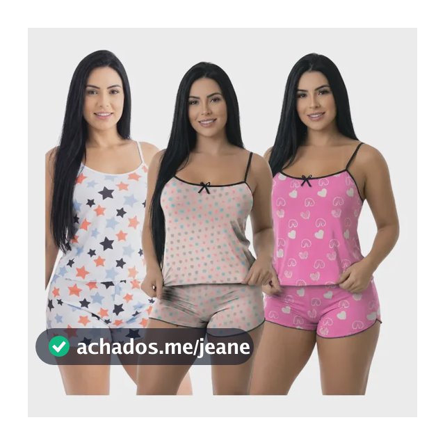 Kit 3 Baby Doll Pijamas Feminino Short Dormir