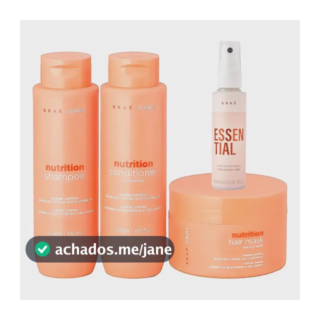 Kit Braé Stages Nutrition Shampoo,cond,másc + Essential 60ml
