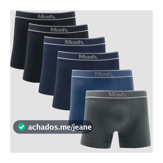 Kit 6 Cuecas Boxer Mash Microfibra Sem Costura Adulto