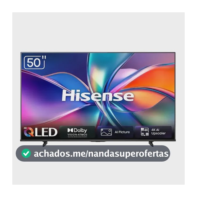 Smart TV Hisense HI-QLED 4K 50" polegadas com Processador AI, Dolby Vision Atmos e Compatibilidade Alexa - 50Q6QVV
