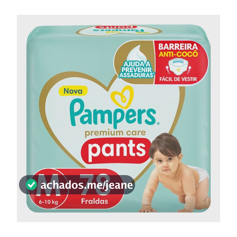 Fralda Pampers Premium Care Pants Tamanho M 78 unidades