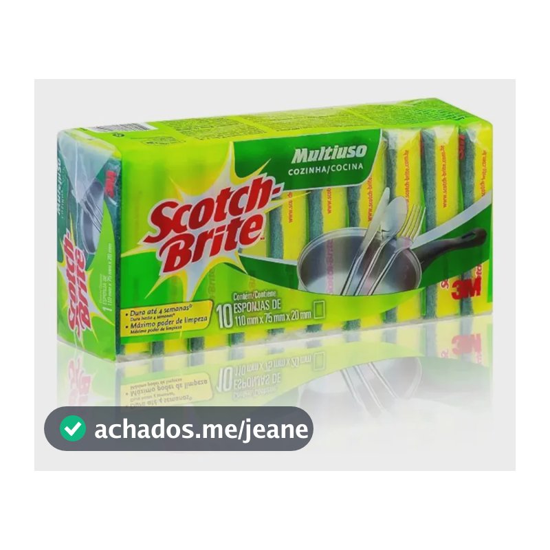 Pacote Com 10 Esponja Multiuso Scotch Brite 3m - Lava Louças