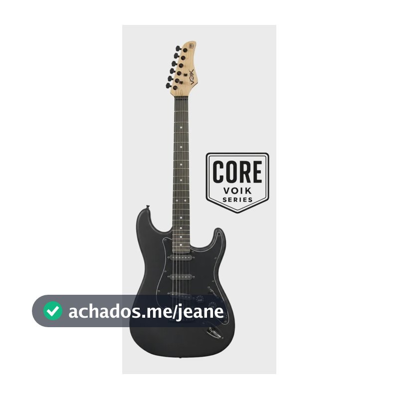 Guitarra Elétrica Voik 100 NOIR Cor Black Stratocaster 3 Single Coil Corpo Basswood Braço Maple 22 Trastes Tarraxas Blindadas Com Alavanca e Cabo P10 CORE Series P/ Destros