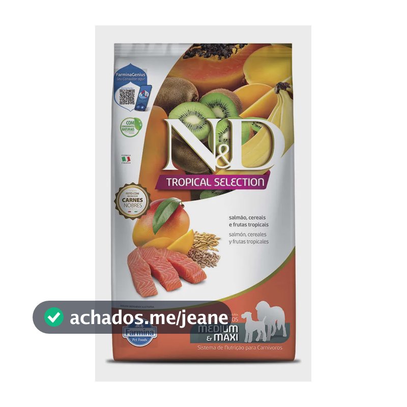 Ração N&d Tropical Cães Adultos Médio E Grande Salmão 10,1kg