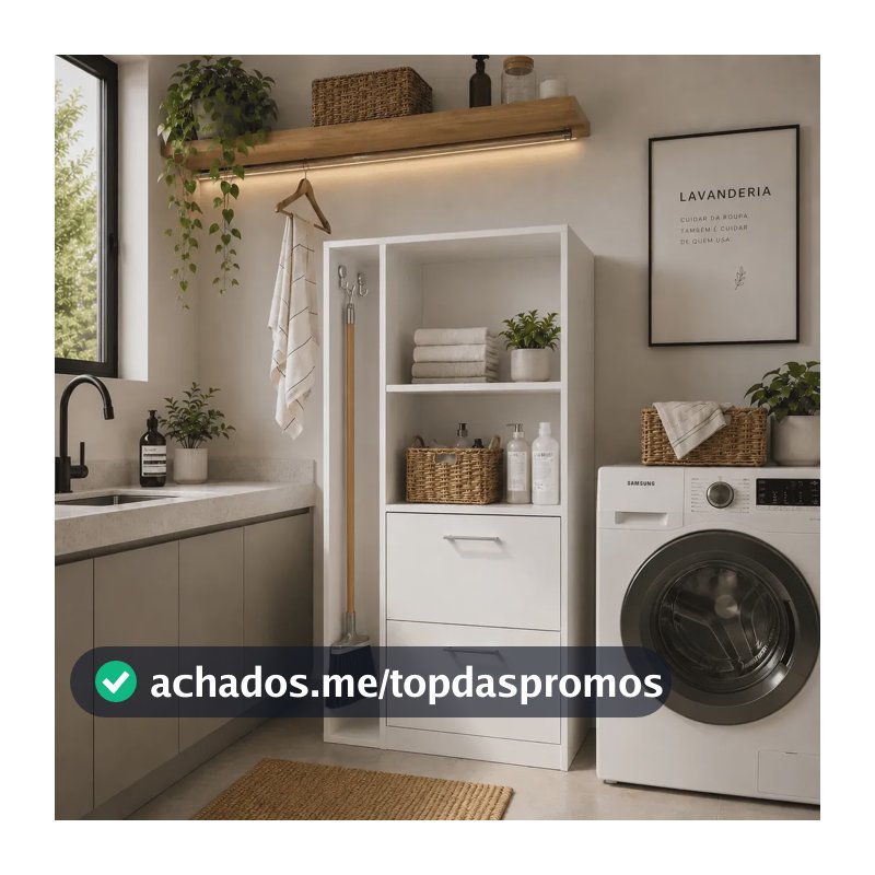Armário Para Lavanderia Alto Com Sapateira Compacto Moderno Branco
