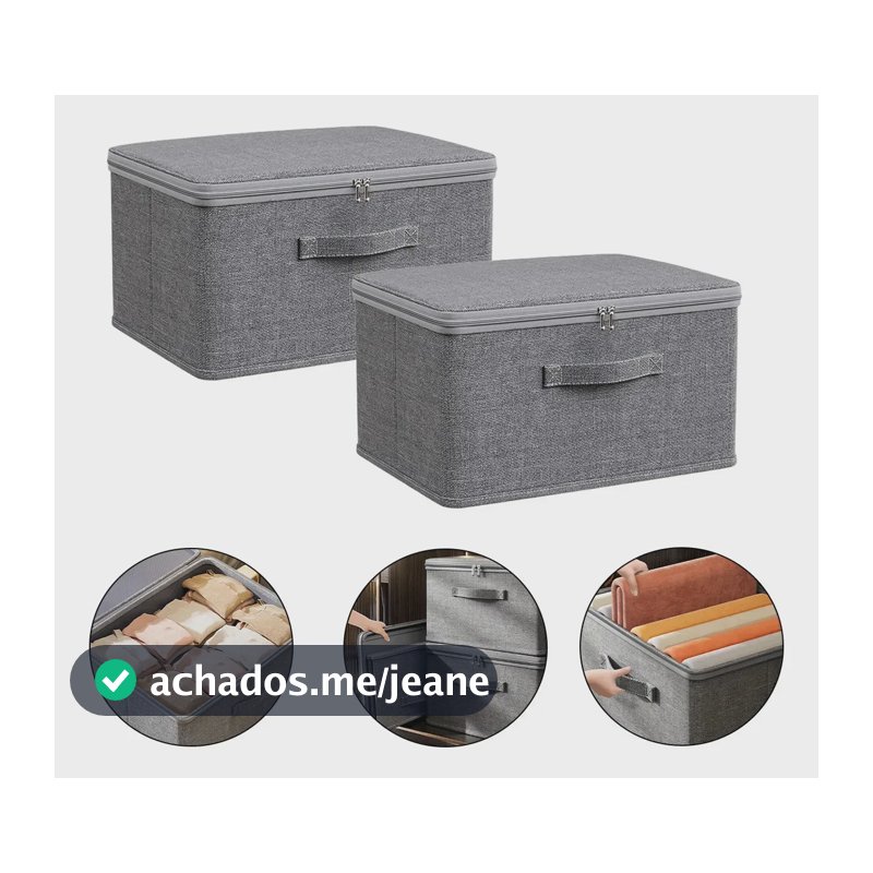 2 Organizador Guarda Dobrável Roupa Zíper Multiuso 40×30×21